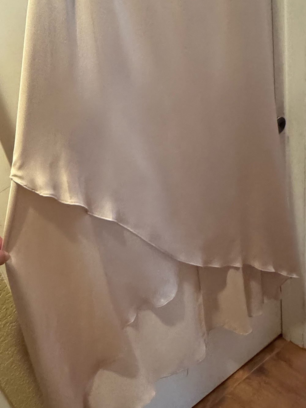 NWT TFNC London Delali One Shoulder Satin Maxi Dress Blush Champagne Size 10 - Picture 3 of 16